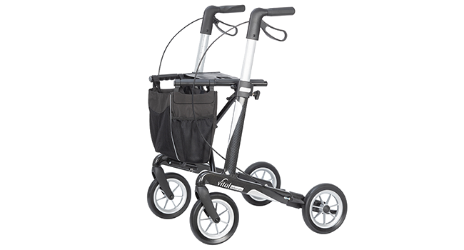 Das neue E-Mobil Spitzbergender in rot der Firma aktiv Deutschland seitlich fotografiert.