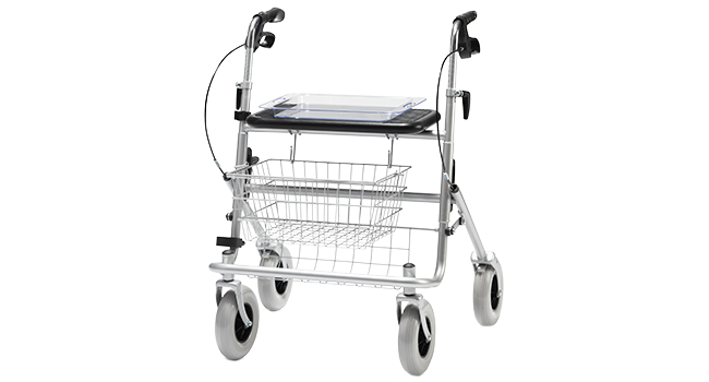 Der XXL-Rollator B-XXL der Firma Bischoff&Bischoff in silber.