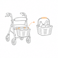 Skizze eines E-Mobils mit einer Tasche an der Seite.