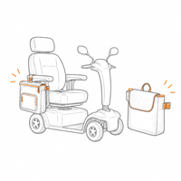 Skizze eines E-Mobils mit einer Tasche an der Seite.